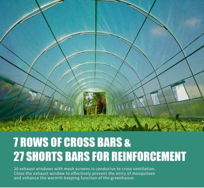 40'×12'×7.5' Tunnel Greenhouse Walk-in Hoop Greenhouses, Green