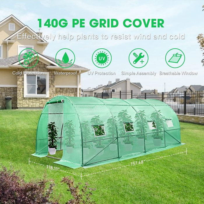 13.1x10x6.6FT Large Walk-in Green House Tunnel Hot House for Outdoor Plant Gardening