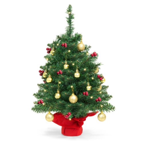 22in Tabletop Christmas Tree w/ Lights, Berries, Ornaments