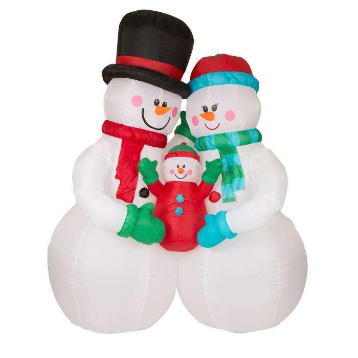 8' Lighted Inflatable Snowman Family Decor