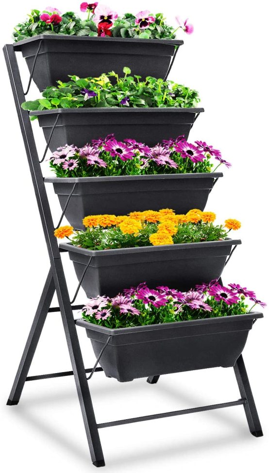 Vertical Herb Garden Planter Box Outdoor Elevated Raised Bed for Vegetables Flower Indoor with Drainage 5 Container