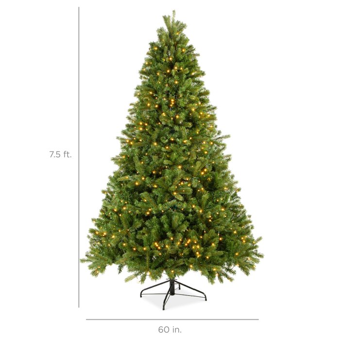 Pre-Lit Realistic Douglas Fir Christmas Tree w/ 8 Light Sequences, Base
