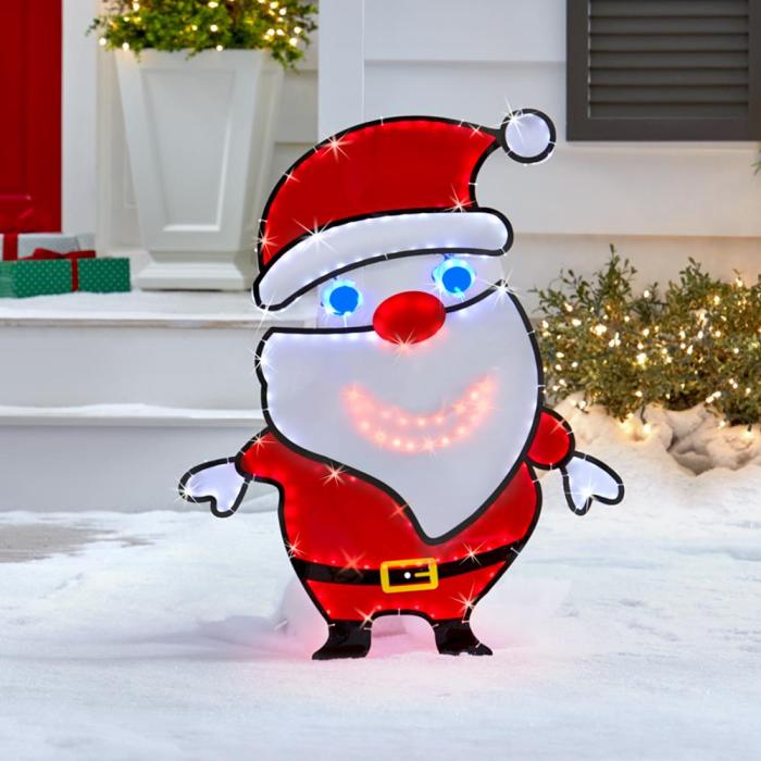 The Illuminated Crooning Claus , jolly Santa singing 4 Christmas songs 266 LED motion lights , 3 