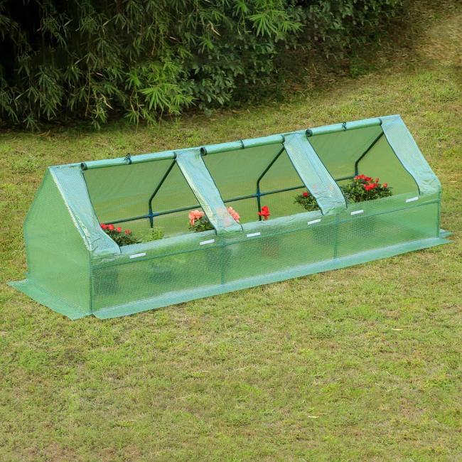 7.9'x2.6'x2.6' Small Portable Greenhouse with Zipper Door, Green