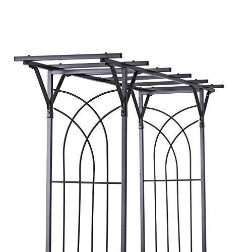 82” Decorative Metal Garden Trellis Arch with Durable Steel Tubing & Elegant Scrollwork, Perfect for Weddings