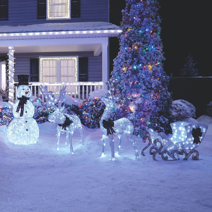 Reindeer & Sleigh Pre-Lit LED Christmas Lawn Decor - 2 Piece Set