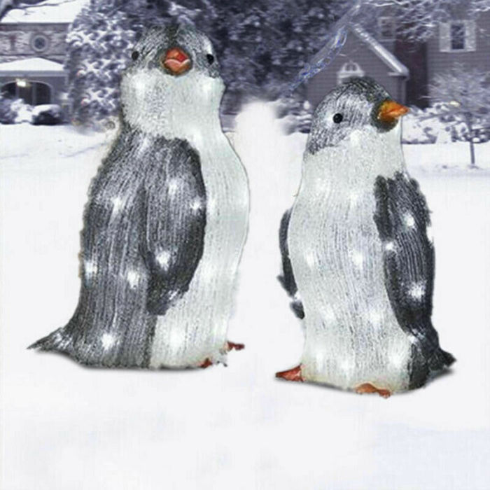 Outdoor Acrylic Penguin Figure Trio