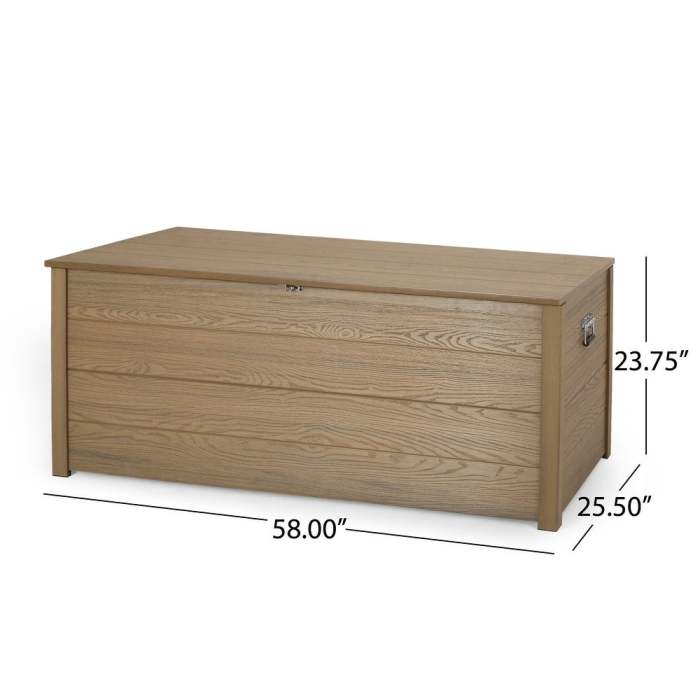 Alberta Outdoor Wood Resin Outdoor 150 Gallon Storage Deck Box- Brown
