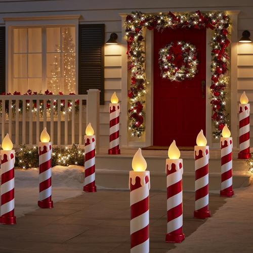 The 3' Flickering Candy Cane Candles