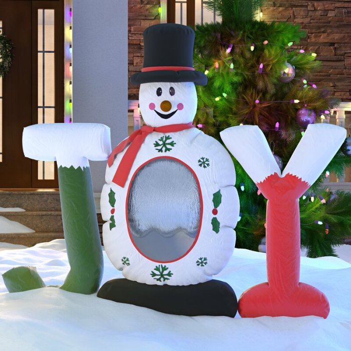 Christmas Inflatable Joy Snowman Snow Globe Decoration