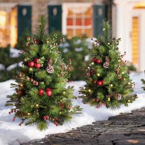 Holiday Cordless Pathway Tree, Set of Two