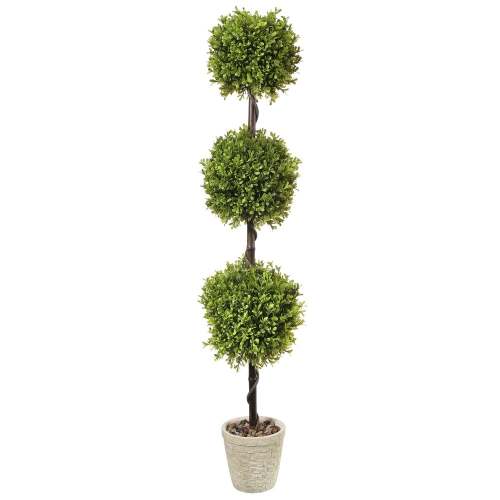 Spring Boxwood Triple Ball Topiary Potted 48  - Plastic and Cement