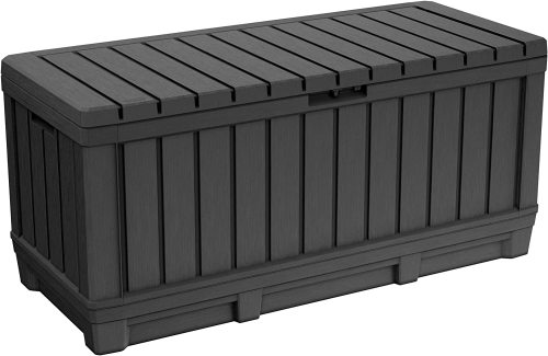 90 Gallon Resin Deck Box-Organization and Storage for Patio Furniture Outdoor Cushions, Throw Pillows, Garden Tools and Pool Toys, Graphite