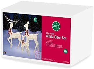 Large 3-Piece LED Lighted Holiday Deer Family - 60  Buck, 52  Doe & 28  Fawn - 360 Clear LED Lights