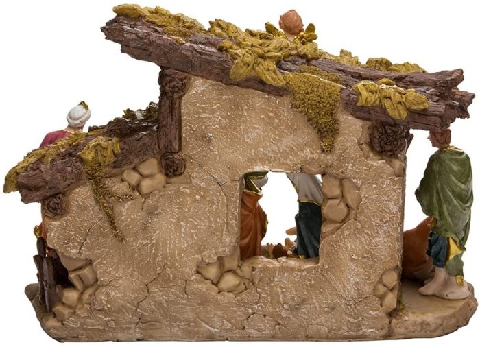Resin Stable-11-Piece Kurt Adler Nativity Set with Figures, Brown, 11 Piece