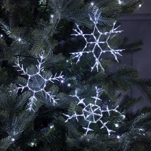 White Snowflake Streamer Lights (Set of 3)