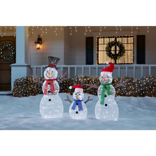 42 in. Acrylic LED Snowman Family Yard Decoration ( 42 in. + 35.5 in. + 23.5 in.)