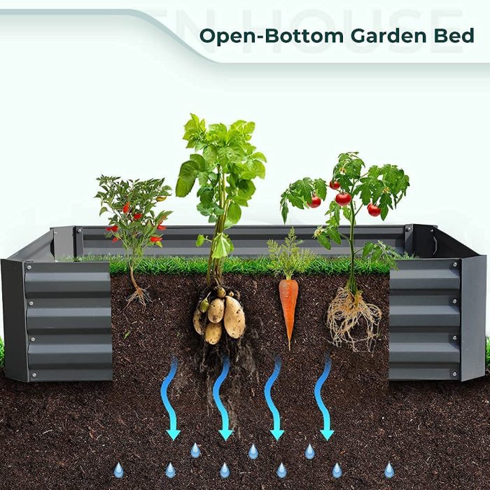 4×3×1 Ft Extra-Thick Galvanized Steel Raised Garden Bed Planter Kit Box with Greenhouse 2 Large Zipper Windows Dual Use, 20pcs T-Types Tags & 1 Pair of Gloves Included (Clear)