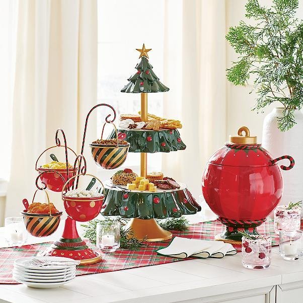 Be Merry Snack Bowl Stand,Christmas Snack Serving Stand,Whimsical Style for Buffet or Table Four Bowls Snack Stand,Dessert Stands Fruit Plates for Christmas Party Decorations