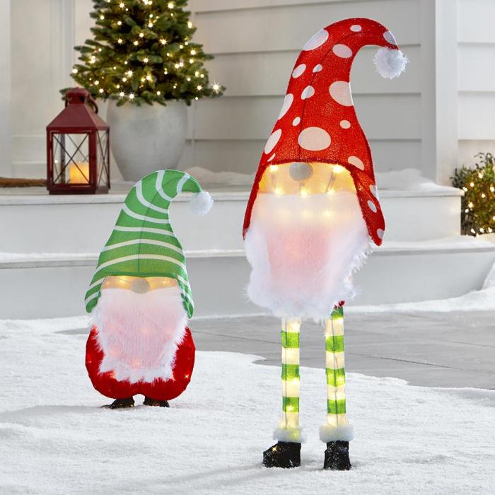 The Illuminated Holiday Yard Gnomes, 2 pieces
