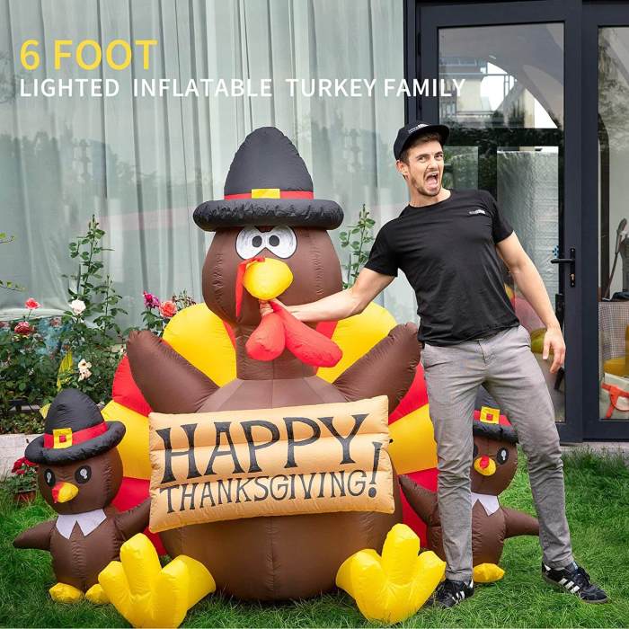 6ft Inflatable LED Lighted Thanksgiving Turkey