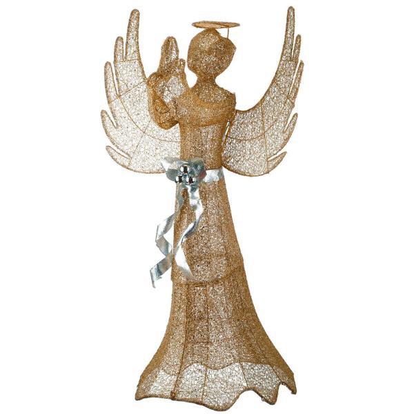 53 in. Champagne Gold Praying Angel with LED Lights