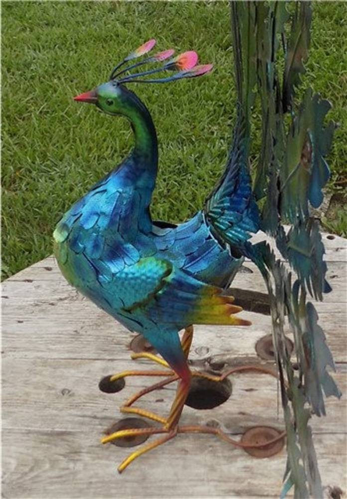 Metal Art Peacock Yard Statue, Peacock Garden Decor, Sculpture Full Tail A, Outdoor Garden Patio Yard Ornament, Bird Figurine, Lawn Art