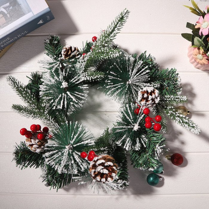 30cm Christmas Floral Garland Home Holiday Festival Artificial Wreath Decor