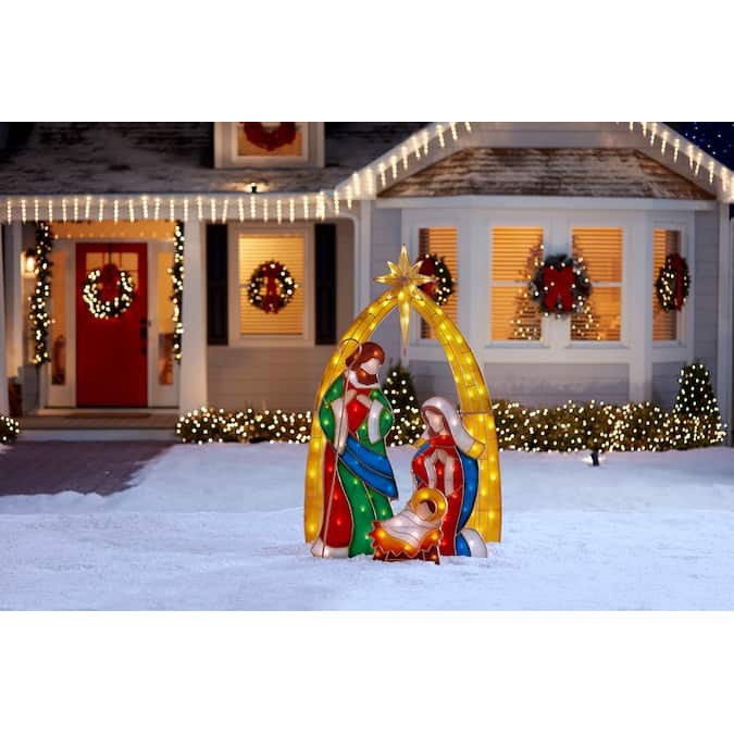 49-in Nativity Free Standing Decoration with White LED Lights