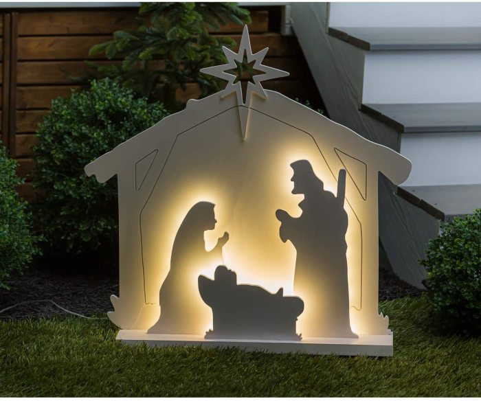 Beautiful Decorative Nativity LED Garden Statue - 5 x 28 x 28 Inches Fade and Weather Resistant Indoor/Outdoor Decoration for Homes, Yards and Gardens