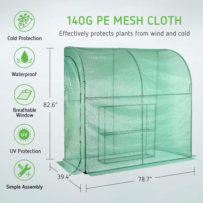 Mini Lean-to Green House, 39.3x78.7x82.6-Inch Portable Wall