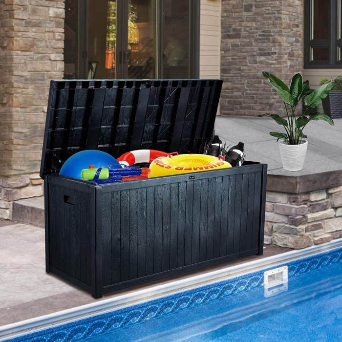 Large Deck Box, Outdoor Storage Container with 120 Gallon, Patio Garden Furniture for Garden Tools, Pillows, Pool Toys, Dark Grey