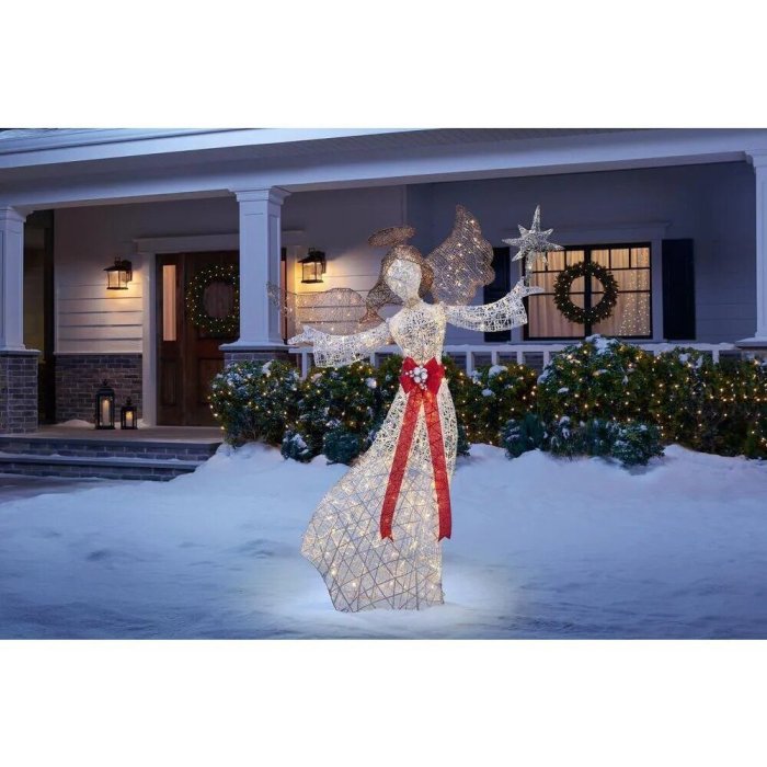 Polar Wishes LED 300-Light Angel with Star Yard Sculpture