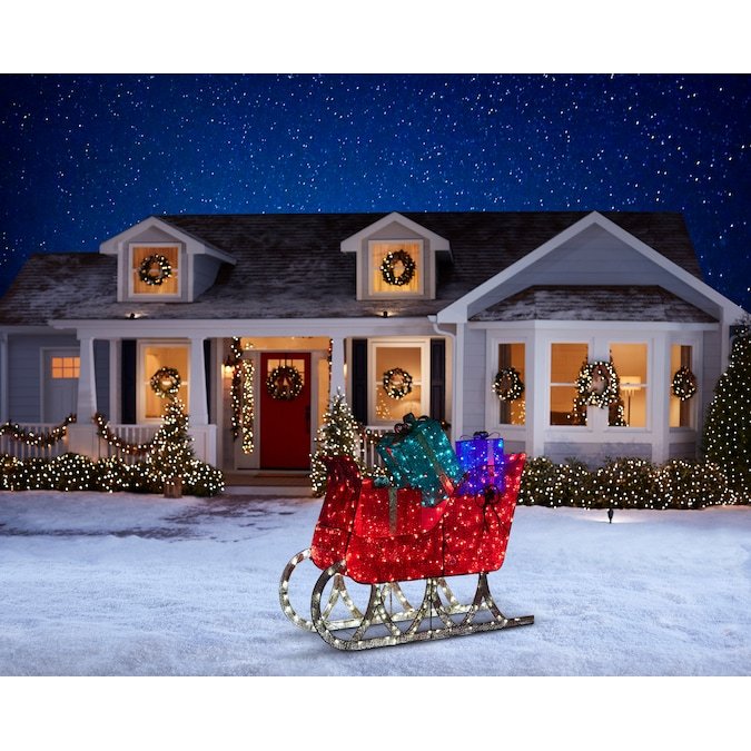 36-in Sleigh Free Standing Christmas outdoor decoration  with White LED Lights