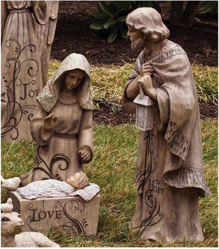 Mary, Joseph and Baby Jesus Large Nativity Trio Outdoor Statue
