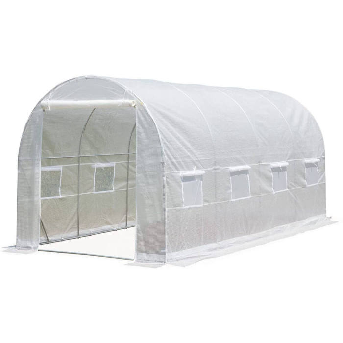 15'×6.6'×6.6' Tunnel Greenhouse Walk-in Hoop Greenhouses, White