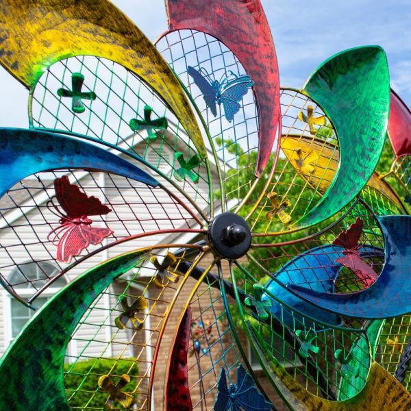 Double Colorful Pinwheel Wind Spinner