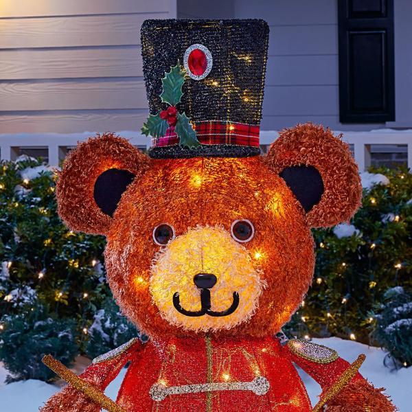 52-in Bear Free Standing Decoration with White LED Lights