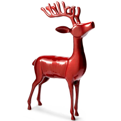 Red Cast-aluminum Standing Deer