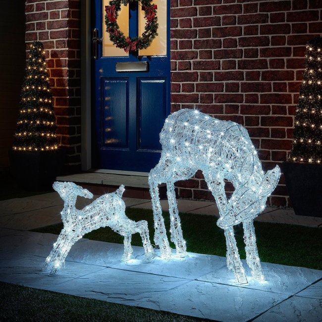 Mother and Fawn LED Reindeer
