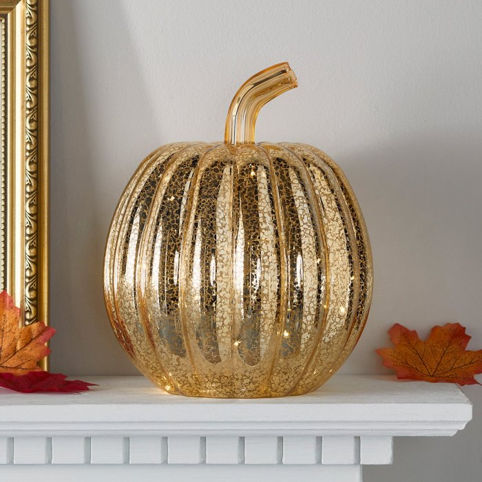 Gold Mercury Glass Pumpkin Decoration