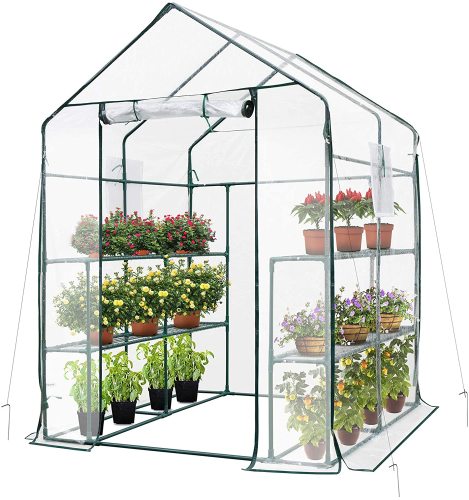 57 x57 x77  Transparent Walk-in Green House 2 Tiers 8 Shelves