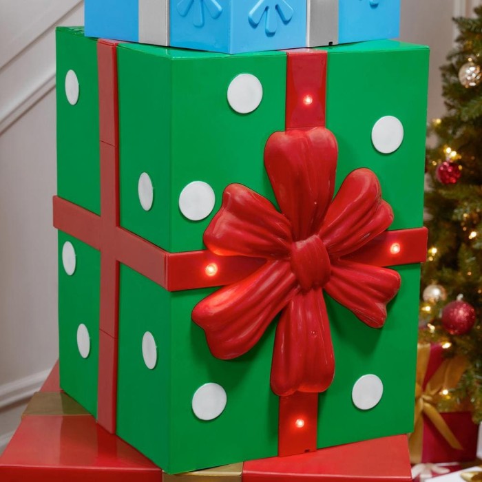 8 ft. Giant-Sized Christmas Gift Box with LED Lights Yard Sculpture