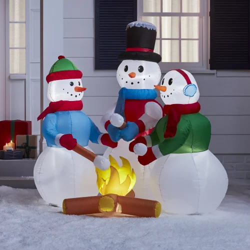 Snowmen Round the Fire Inflatable