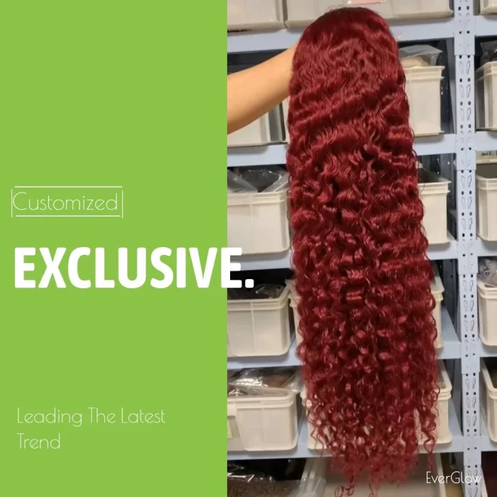 Mystery Burgundy Color Jerry Curly Lace Frontal Wig