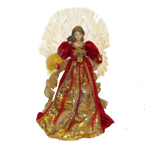 18-inch Red and Gold Multi-colored LED Fiber-Optic Angel Treetop - 18 