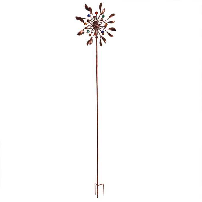 75  Solar Wind Spinner w/ Metal Garden Stake Multi Color Changing LED