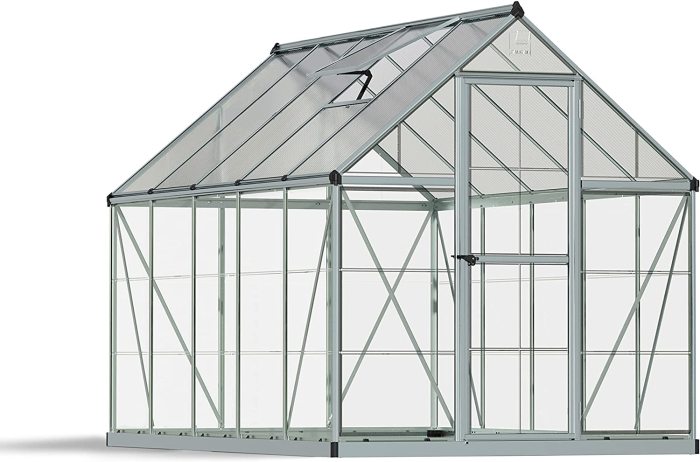 6x10 Hybrid Hobby Greenhouse, 6' x 10' x 7', Silver