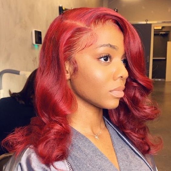 Hot Red Color Body Wave Lace Frontal Wig