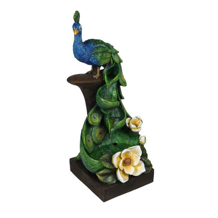 Resin Peacock Cascading Outdoor Fountain with LED Light